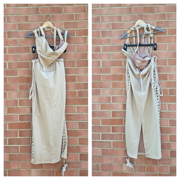 Elegant Cream Midi Dress - Picture 4 of 7